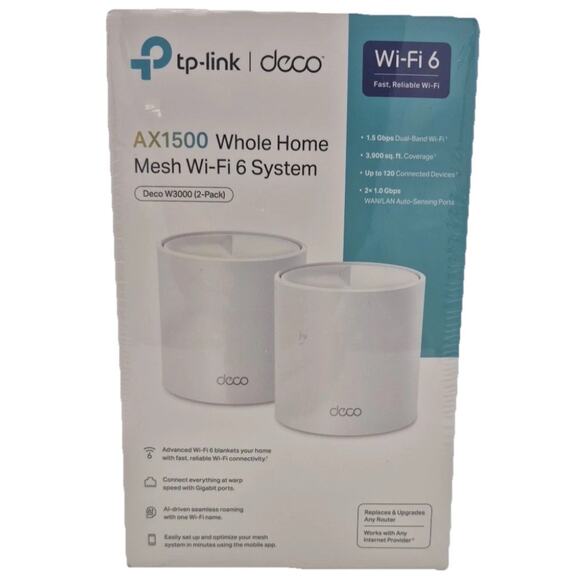 TP-Link Deco W3000(2-pack) AX1500 Whole Home Mesh Wi-Fi 6 System - Alexa Google - Picture 1 of 4